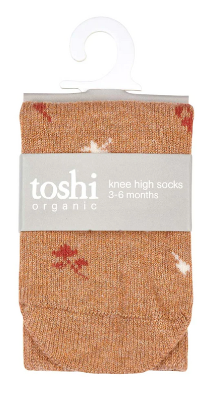 Toshi Organic Socks Knee Jacquard Maple Leaves