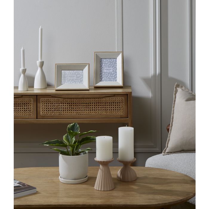 Ceramic Ribbed Candle Holder Set/2