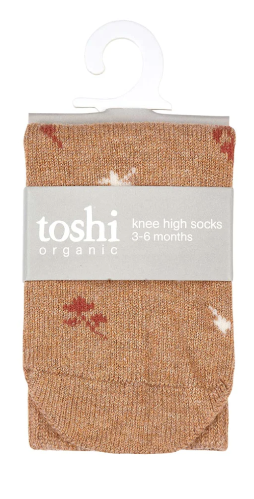Toshi Organic Socks Knee Jacquard Maple Leaves