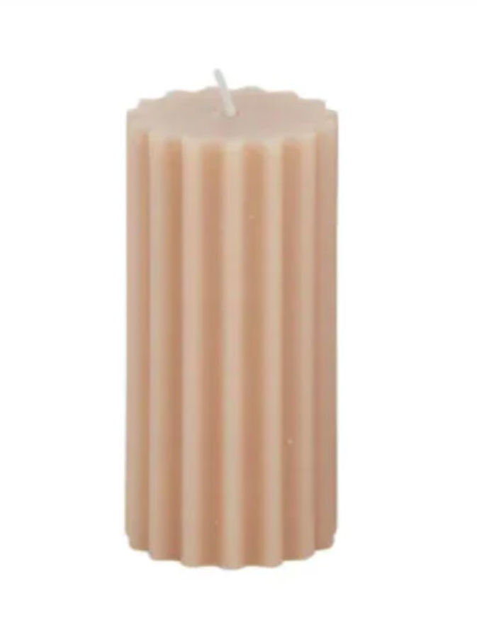 Large Rib Pillar Candle 5x10cm Nude
