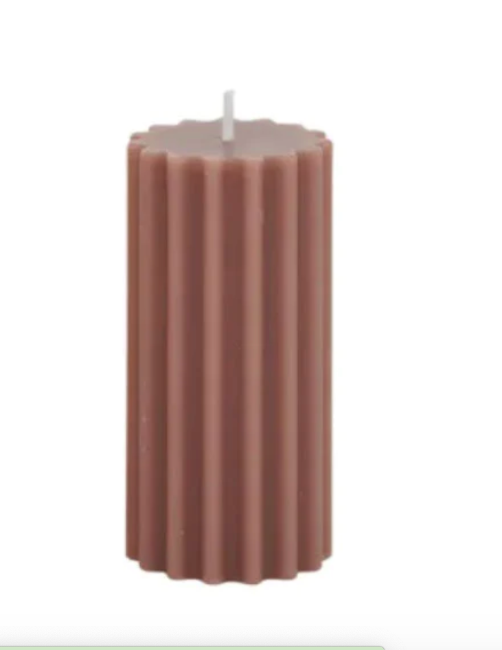 Large Rib Pillar Candle 5x10cm Brow