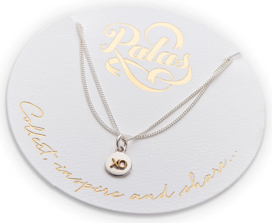 Palas Silver+brass XO charm necklace