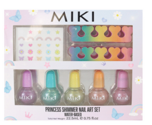 Miki Princess Shimmer Nail Art Set Water-Based