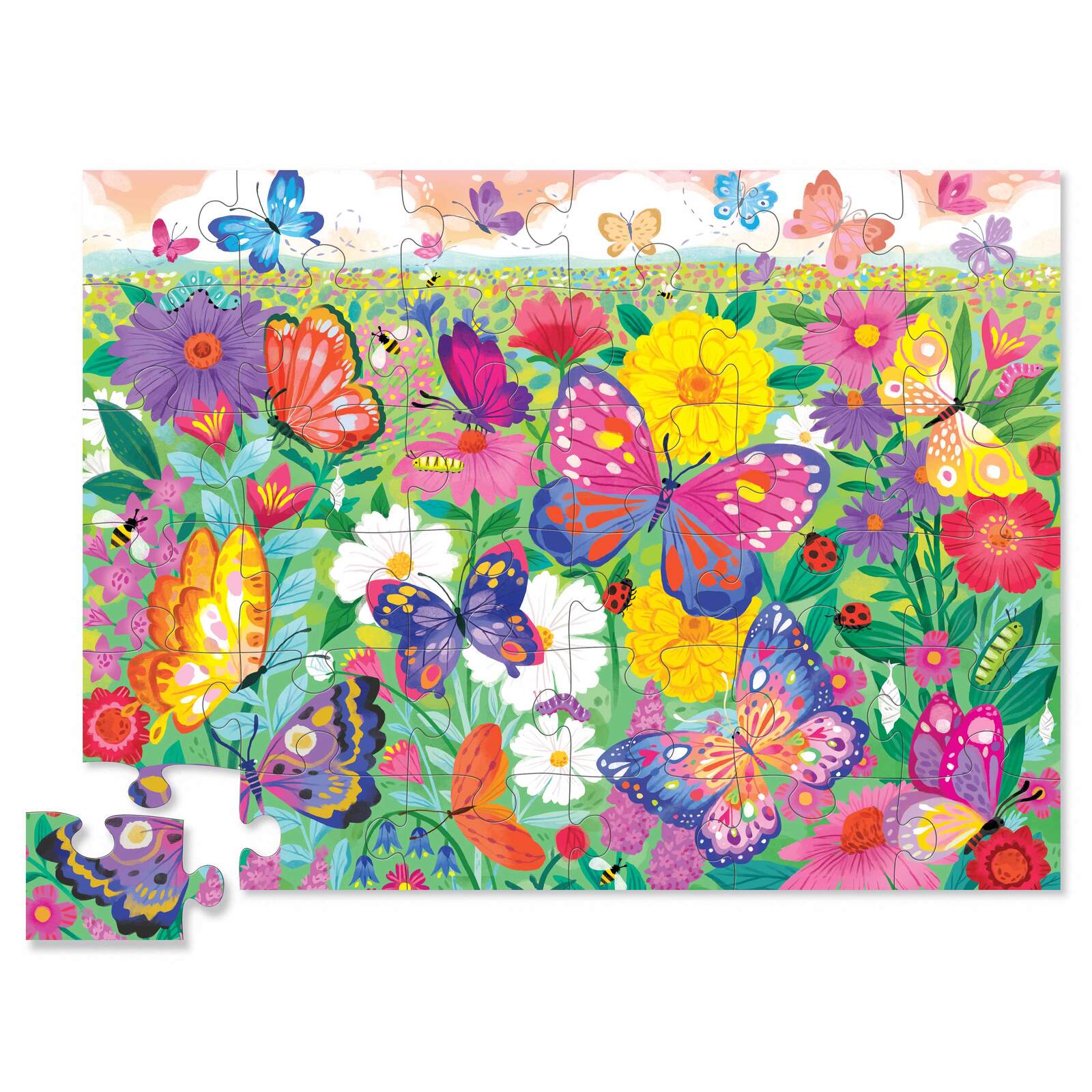 Classic Floor Puzzle 36 pc - Butterfly Garden (Foil Stamped)