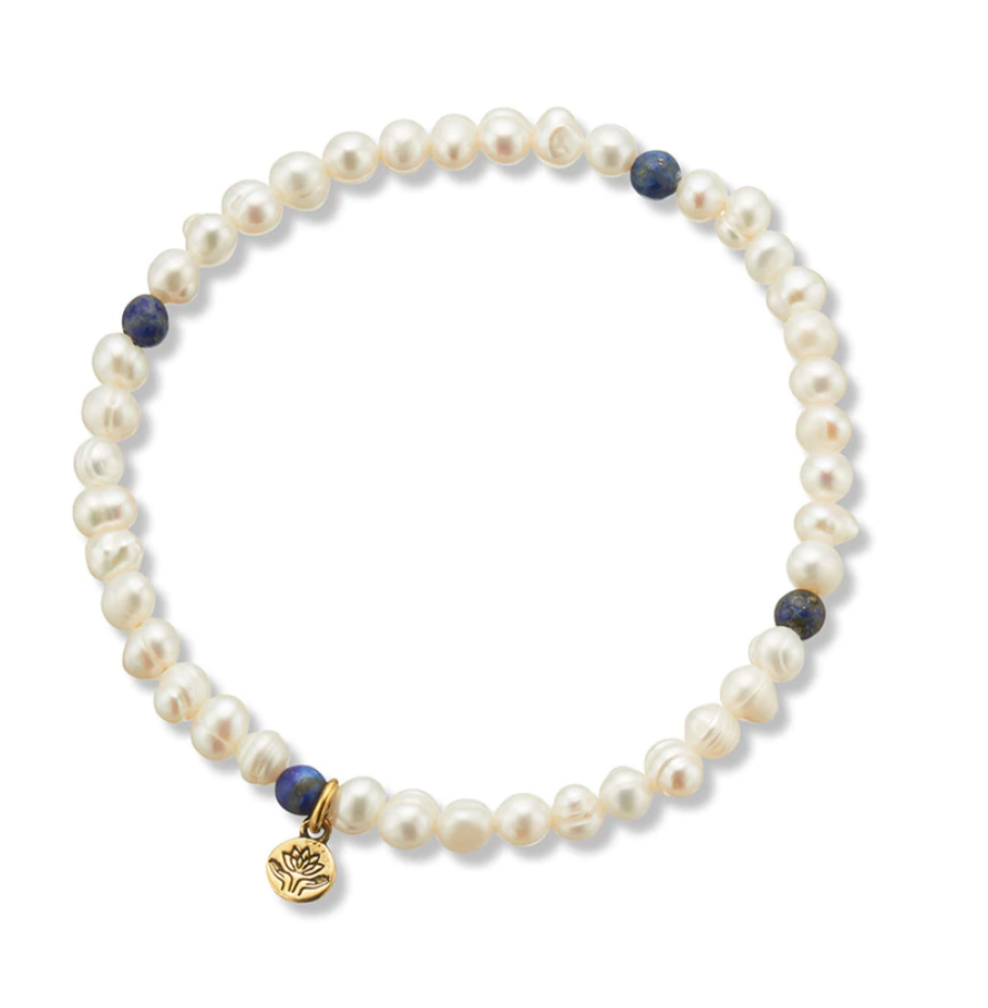 Palas Pearl  & Lapis Lazuli Prosperity Gem Bracelet