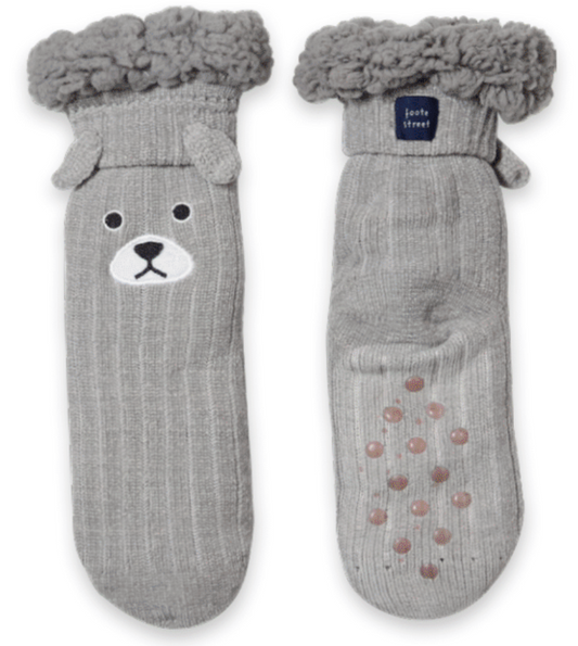 Foote Street Chenille Dog Grey Slipper Socks
