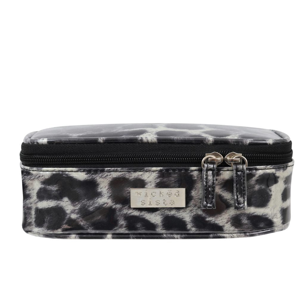 Grey Leopard Print Rectangular Brush Bag