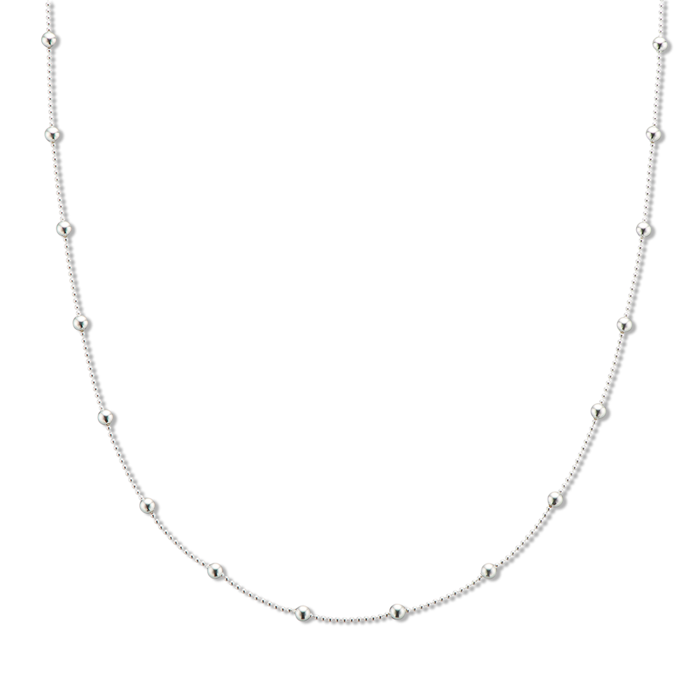 Palas Silver Fine Ball Bead Chain Necklace 50cm
