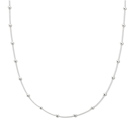 Palas Silver Fine Ball Bead Chain Necklace 50cm