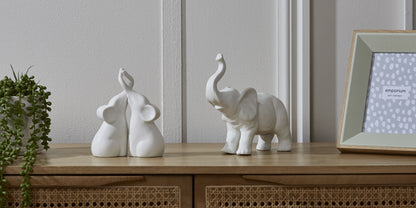 Ceramic Twin Elephant Sculpture