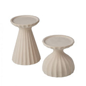 Ceramic Ribbed Candle Holder Set/2